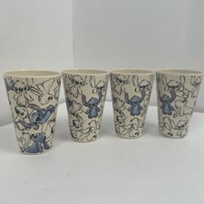 Set of 4 Walt Disney Melamine Cups Featuring Stitch Drinking Cups