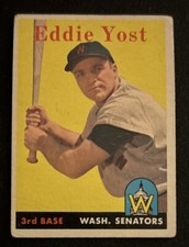 1958 Topps Eddie Yost Baseball Card #173 Senators 3B PR O/C