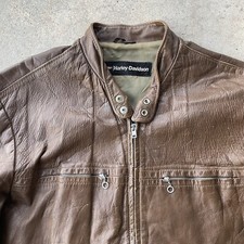 Vtg 70s Harley Davidson AMF Brown Leather Motorcycle Jacket USA 44 Biker Cafe