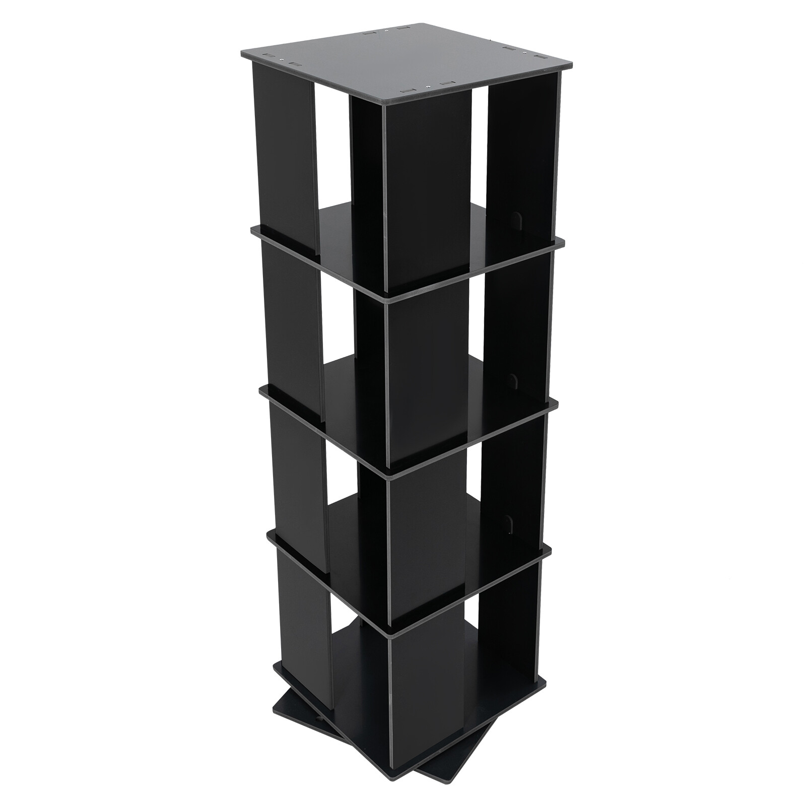 Black Bookcase Storage Shelf 360?? Rotating Bookshelf Freestanding Display Rack