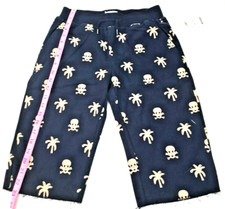 Hudson Skull Print Bermuda Shorts Boys Size L Blue Beige Palm Inside Out
