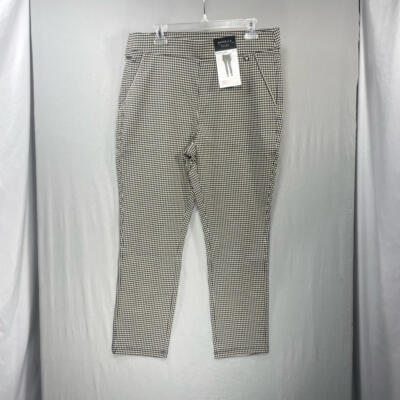 Rafaella Comfort Slim Ankle Length Pants 16 Regular Houndstooth Stone Slim Fit