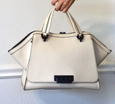 Lightly Use White Zac Zac Posen Shoulder Bag Hobo Eartha Chic Tote Handbag Purse