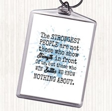 Blue White Win Battles Inspirational Quote Bag Tag Keychain Keyring