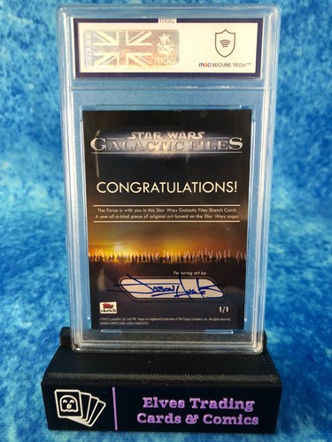 Lando Calrissian 1/1 Jason Hughes Sketch Card MGC 8 Graded Card Slab 62989 - Picture 5 of 5