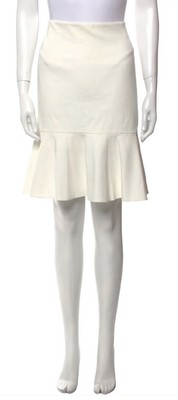 Authentic Akris Punto Winter White Cream  Pleated Designer Skirt Womens 10