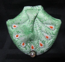 Vintage Small Travel Sewing Kit Green Oriental Design