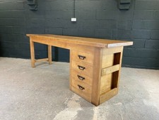 Large French Beech Workbench Kitchen Island, Circa Mid Century