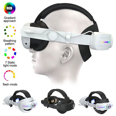 VR Headset LED RGB Elite Head Strap w/8000mAh Battery For Meta Oculus Quest 3