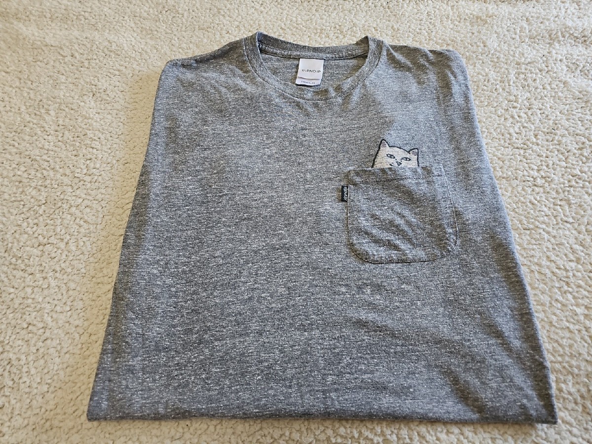RIPNDIP LORD NERMAL ポケット Tシャツ 半袖 Grey 送料込み RipNDip T-shirt Lord Nermal Pocket - grey (athletic heather