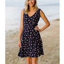 NWT DRAPER JAMES 135 Floral Knit Shoulder Dress Nassau Navy Multicolor Size 4