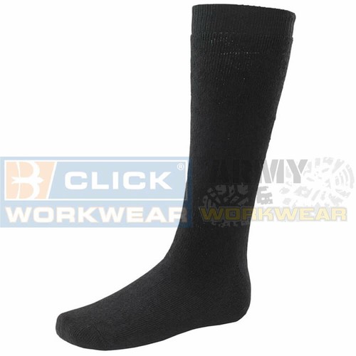 Click Thermal Long Length Terry Socks Mens Black Work Socks Warm Cotton