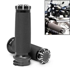 1" Black Handlebar Hand Grips Fit For Harley Touring Sportster Dyna Softail VRSC