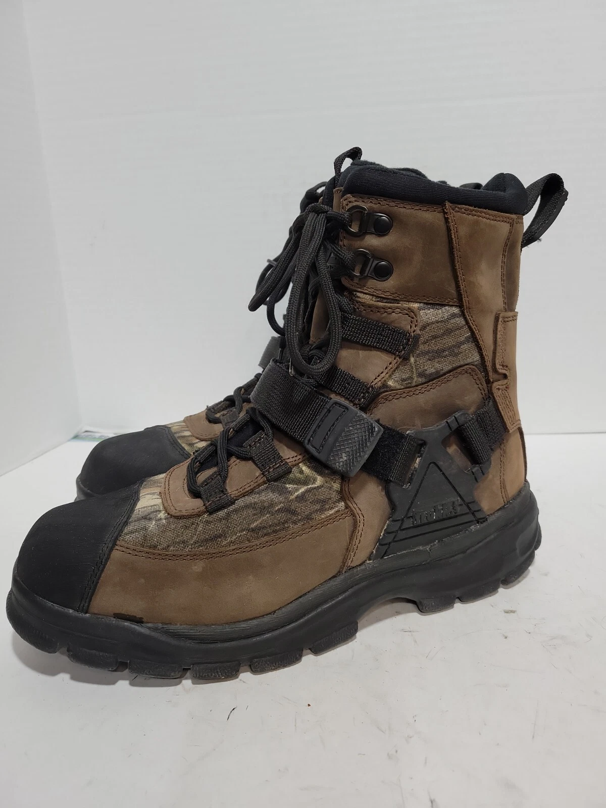 MOOSE THERMOLITE BROWN LEATHER CAMOUFLAGE HUNTING ATV MENS 11M BOOTS