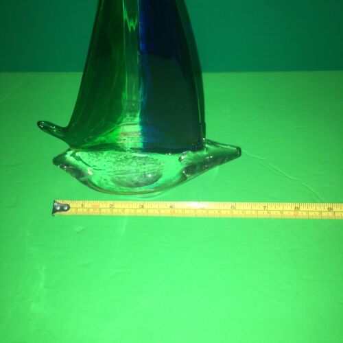 Barca a vela vintage in vetro artistico di Murano tema oceano nautico blu verde trasparente - Foto 2 di 12