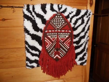 vintage wall hanging latch hook from the 70's   23x28"