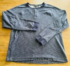 MARC ANTHONY Mens Large Crew Neck Long Sleeve Casual Pullover Shirt Top Blue