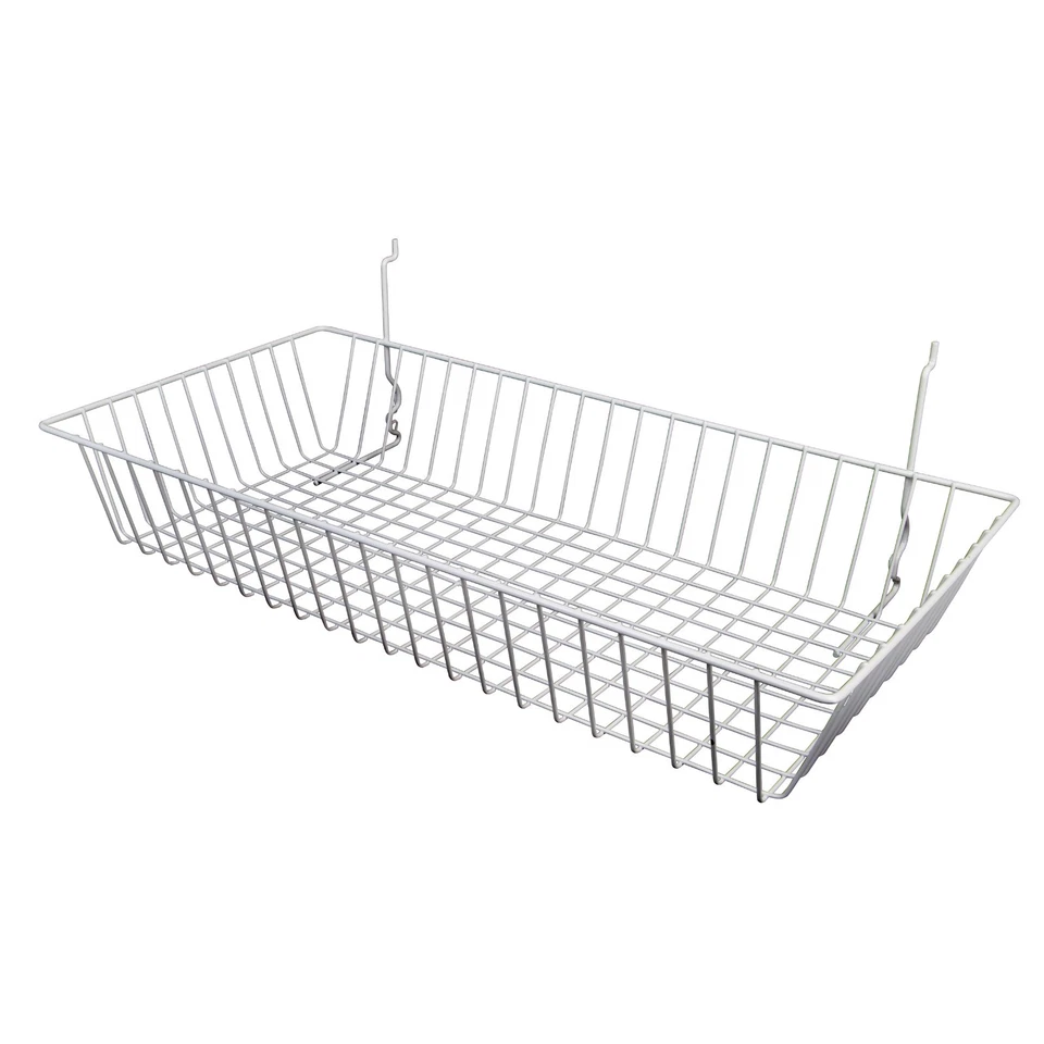 ONLYHANGERS Only Hangers White Slatwall Gridwall Multi Basket 24" W x12" D x 4"H 3pk