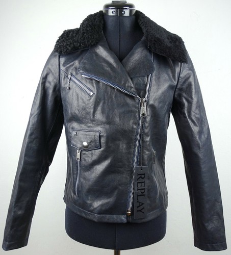 REPLAY Damen Jacke Leather Jacket Lederjacke Bikerstyle Gr.S NEU mit ETIKETT - 第 2/12 張圖片