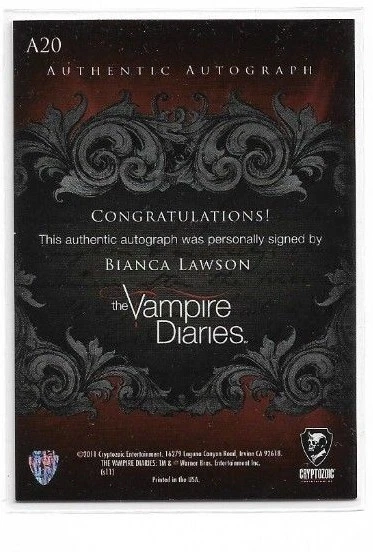 THE VAMPIRE DIARIES SEASON 1 AUTOGRAPH CARD BIANCA LAWSON AS EMILY BENNETT A20 - Image 2 of 3