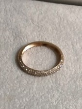 New Sparkling Gold Tone 5 Rows Of Clear Rhinestones Hinged Bangle Bracelet 8.5"