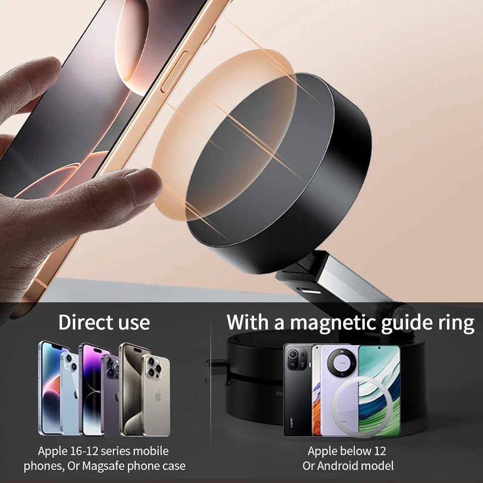 Soporte de teléfono magnético fuerte al vacío 360 con ventosa Soporte de coche Plegable Lote Foto 3 de 4