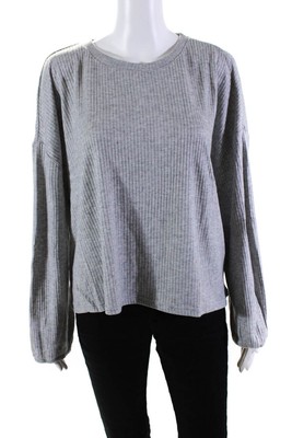 Z Supply Womens Annie Rib Top - Heather Grey Size L