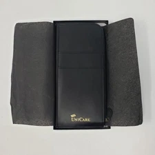 Berman Leather UniCare Wallet Mens Black Zip Travel Checkbook Organizer Case