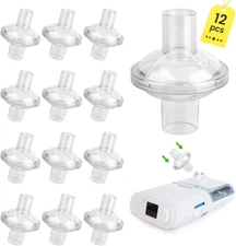 12 Pack Universal Fit in-Line Filters for CPAP and BiPAP Machine, 12pk, White