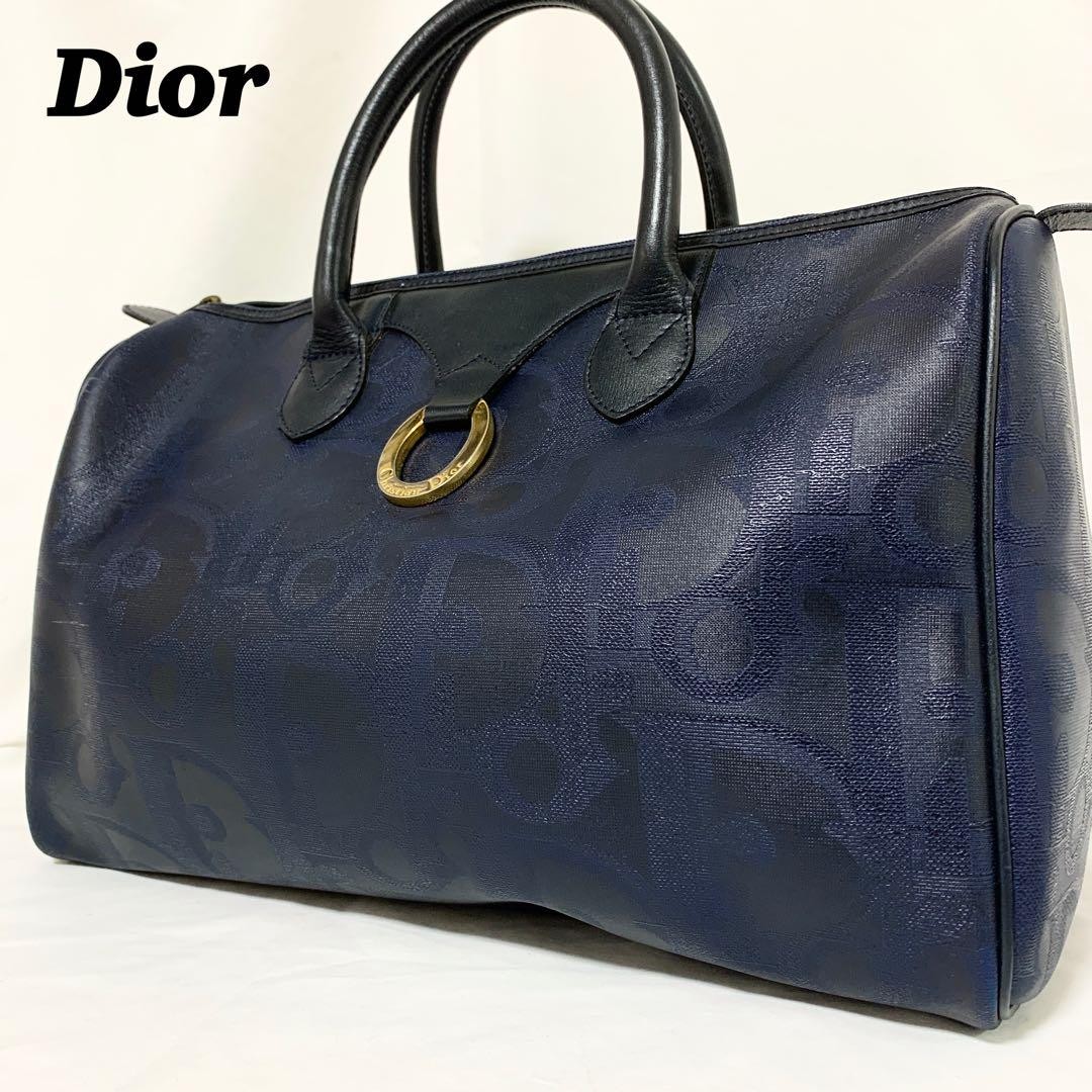 Vintage Dior Boston Bag with Gold Trotter Circle Logo Hardware  