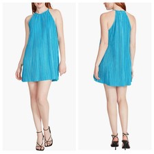 Steve Madden Mini Dress Blue Ada Plissé Pleated Halter Shift New size Medium
