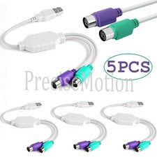 5-Pack Dual PS2 Female to USB Male Converter Adapter Cable for Mouse Keyboard
