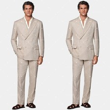 Men's Suits Double- Breasted Peak Lapel Formal Business Casual Slim Fit 2 Pieces
