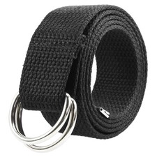 Gelante Canvas Web D Ring Belt Silver Buckle S/M 30"-35" Waist , Black