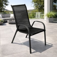 Stapelstuhl Stapelsessel aus Metall - Textilen Farbe Anthrazit - Schwarz