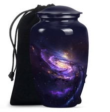 Cosmic Violet Galaxy Large Burial Urn For Ashes Adult Female 10 Inch 