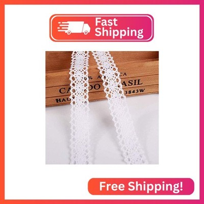 DAHI 28 Yards White Lace Trim Ribbon Cotton Lace Trim Ribbon for Crafts Sewing W