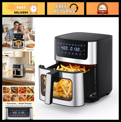 6.34QT Air Fryer with Visible Window, 8-in-1 Cooking Presets, Fast Heating, Nons