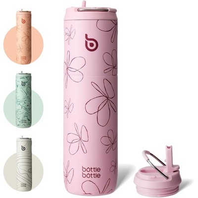 Isolierte Edelstahl Trinkflasche 750 ml mit Strohhalm, Deckel & Griff   Ausla...