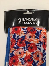 Women’s Bandana Scarf Blue Floral 2 Pack Head Wrap Neck Tie Modesty Head Cover