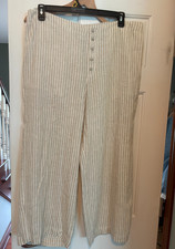 A New Day Beige Stripped Pants XL 55 Linen