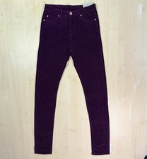 Topshop Leigh Jeans Pre-Production Sample High Waist Skinny Cord Purple W30 L32