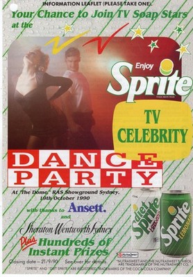 Coca-Cola Sprite TV Celebrity Dance Party Competition Form 1990