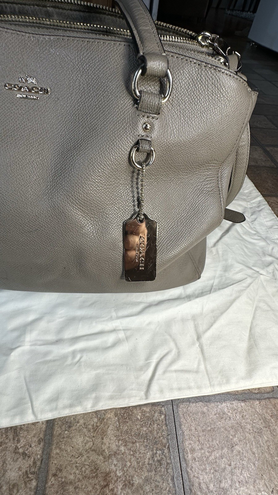 Authentic Coach Solid Gray Leather Crossbody Shou… - image 6