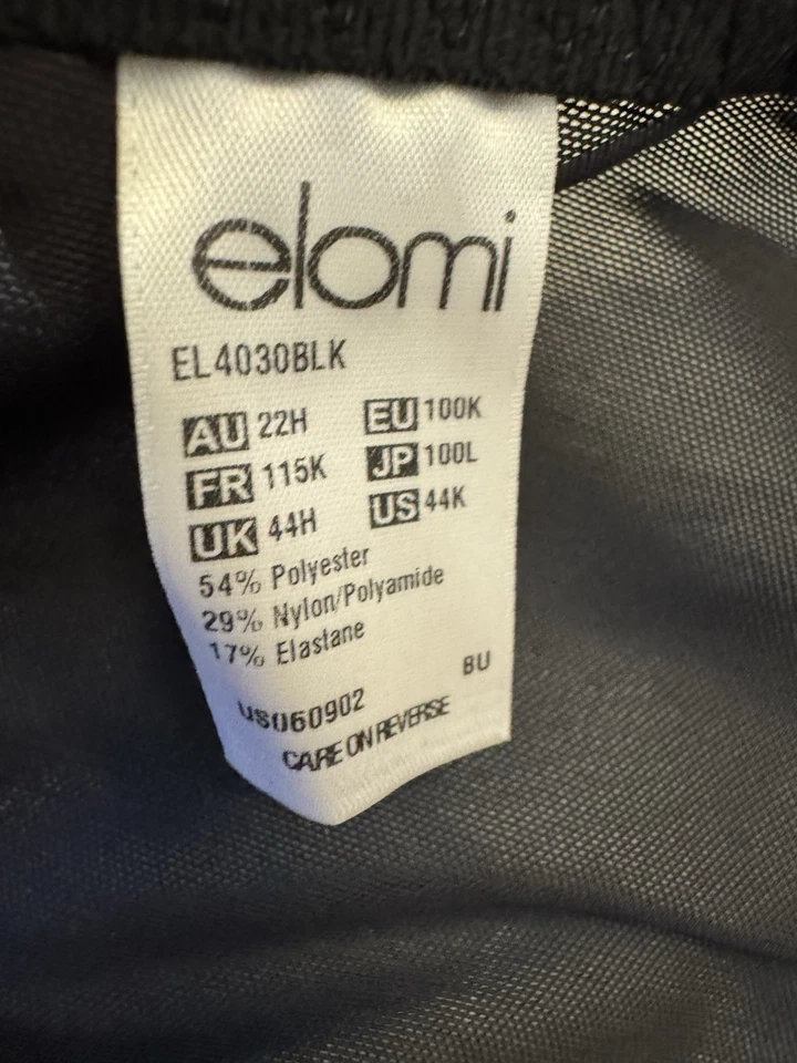 Sujetador Elomi Cate EE. UU. Talla 44K Soporte Lateral Con Aros Sin Forro Sexy Negro Nuevo Foto 4 de 4