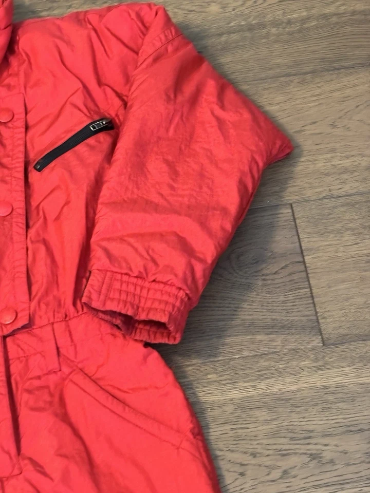 Traje de esquí vintage Kaelin para mujer 4 rojo aislado traje de nieve retro años 80 90 nailon Foto 4 de 4