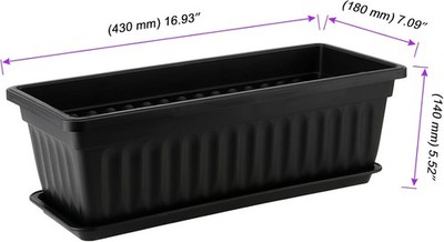 JOIKIT 6-TEILIG 17 Zoll/43 cm schwarz Kunststoff Fensterkasten Pflanzkasten rechteckig Blume
