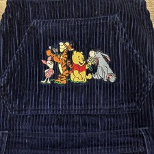 Vintage Disney Winne The Pooh Corduroy Overalls Navy Blue Size 16 Youth Kids