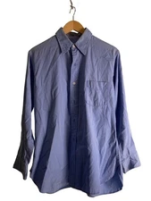 U.S. AIR FORCE 50s Poplin Shirt, Long Sleeve, Size 15.5, Cotton, Blue, Solid Col