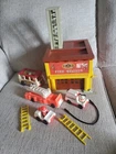 Vintage 1979 Fisher Price Fire Station 928 Little People House with Vehicles